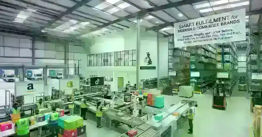 UK e-commerce fulfilment warehouse — Amazon, Shopify and TikTok order prep and dispatch